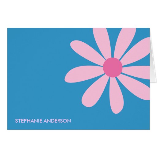 Pink Daisy Thank You Cards (blue)
