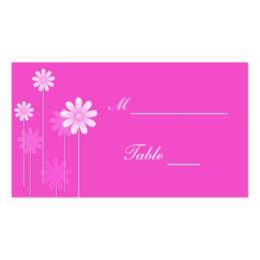 Pink Daisy Wedding Place Card Holders Business Card (front side)