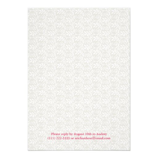 Pink Daisy White Lace First Communion Invitation