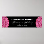 Pink Daisy Wreaths Wedding or Engagement Banner Posters
