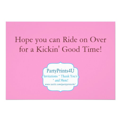 Pink Damask and Polka Dot Cowgirl Birthday Party Personalized Announcement