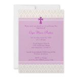Pink Damask Baptism/Christening Invitation