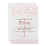 Pink Damask Baptism Invitation