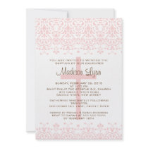 Pink Damask Baptism Invitation