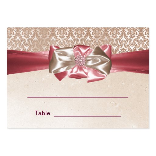 Pink Damask Bat Mitzvah Reception Table Cards Business Card Template