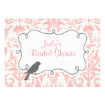 Pink Damask & Bird Bridal Shower Invitation Card