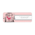 Pink Damask Bird Cage Musical Notes and Heart Custom Return Address Label