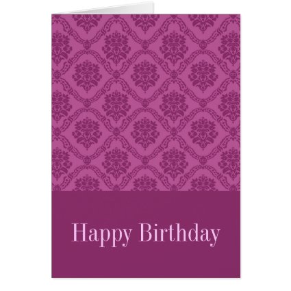 Pink Damask Birthday Cards