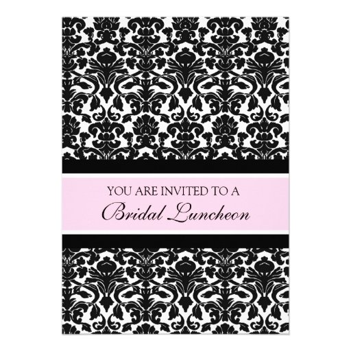 Pink Damask Bridal Luncheon Invitation Cards