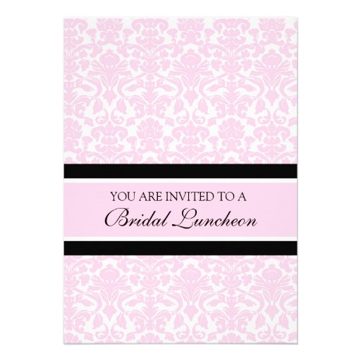 Pink Damask Bridal Luncheon Invitation Cards