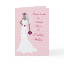 Pink Damask Bridal Shower cards