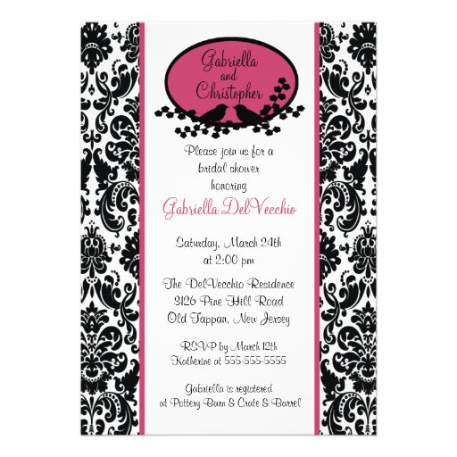 Pink Damask Bridal Shower Invitation