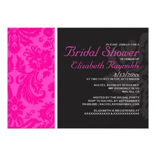 Pink Damask Bridal Shower Invitations