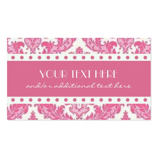 Pink Damask Business Card Templates (front side)