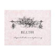 Pink Damask Business Postcards