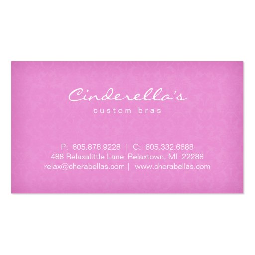 Pink Damask Buttons Bra / Salon business card (back side)