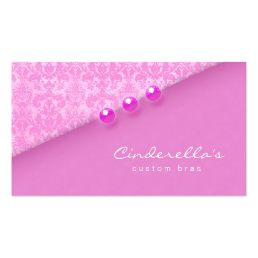 Pink Damask Buttons Bra / Salon business card (front side)