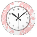 Pretty Contemporary Pastel Pink and white Damask Clock
