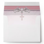 Pink Damask Cross First Communion Envelope