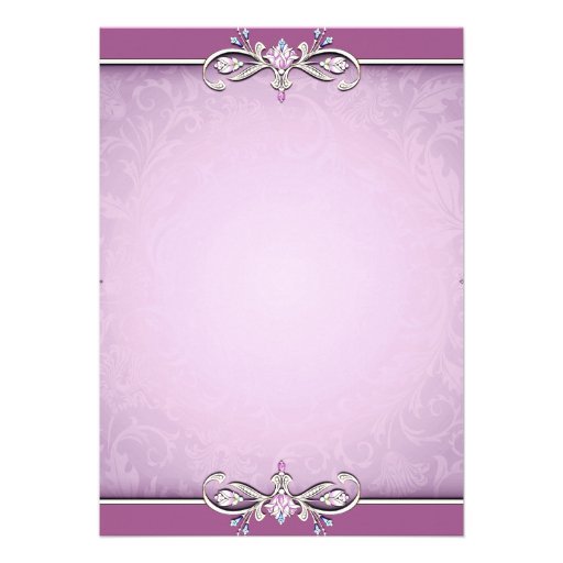 Pink Damask Cross First Communion Invitation