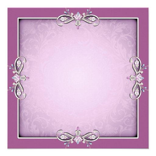 Pink Damask Cross Girls Pink First Communion Personalized Invites