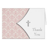 Pink Cross Girls Cristening Thank You Cards | Zazzle