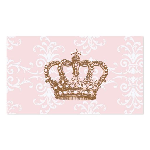 Pink Damask Crown Business Card