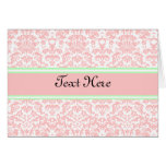 Pink Damask Custom Greeting Card