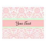 Pink Damask Custom Postcard
