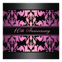Pink Damask Design Wedding Anniversary Invite invitations