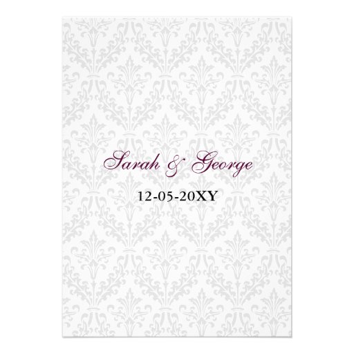 pink damask diamante wedding invitation