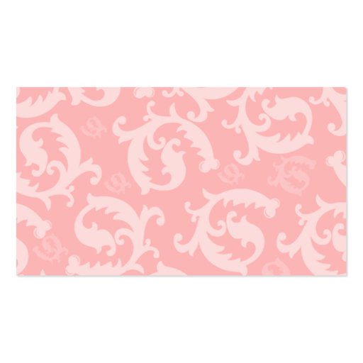 Pink Damask Discount Promotional Punch Card Business Card Templates (back side)