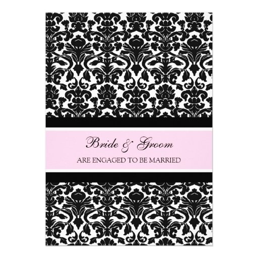 Pink Damask Engagement Party Invitations