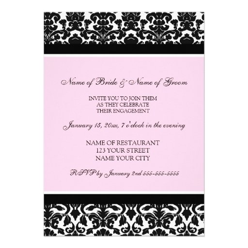 Pink Damask Engagement Party Invitations