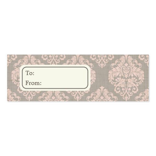 Pink Damask Gift Tags, Profile Cards Business Card Templates (back side)