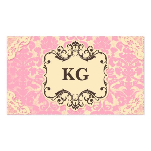 Pink Damask Girly Business Card Pink Lace