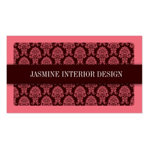 Pink Damask Interior Design Business Card (front side)