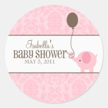 Pink Damask | Labels Round Sticker