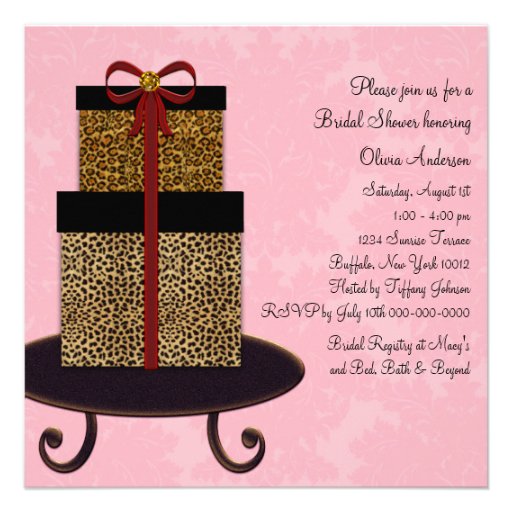 Pink Damask Leopard Gifts Bridal Shower Custom Invitation