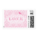 Pink Damask Love Birds Postage