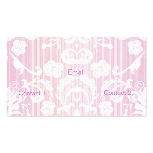 Pink damask Mommy Calling Card Business Card Templates (back side)