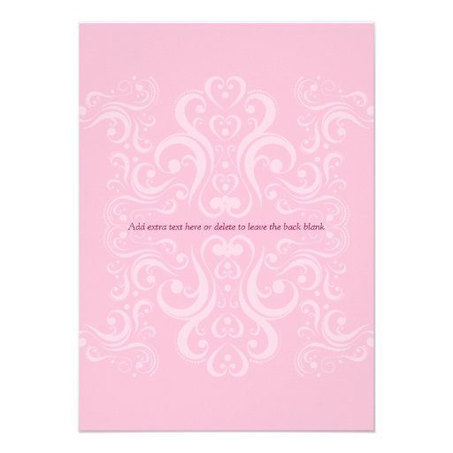 Pink Damask Monogram Baptism/Christening Custom Announcement