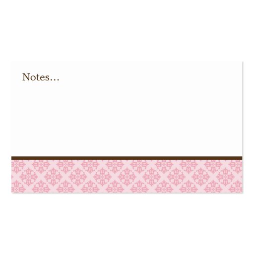 Pink Damask Monogram Pattern Business Card Template (back side)