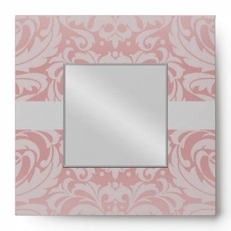 Pink Damask Monogram Ribbon Wedding Envelope envelope