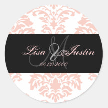 Pink Damask,  monogram stickers