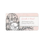Pink Damask Musical Vintage Bird Cage Address Custom Address Labels