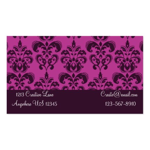 Pink Damask Opal Business Card (back side)