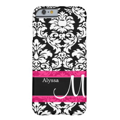 Pink Damask Personalized Barely There iPhone 6 Case