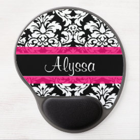 Pink Damask Personalized Gel Mouse Pads