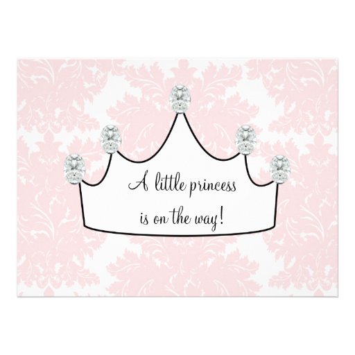 Pink Damask Princess Baby Girl Shower Custom Invitation